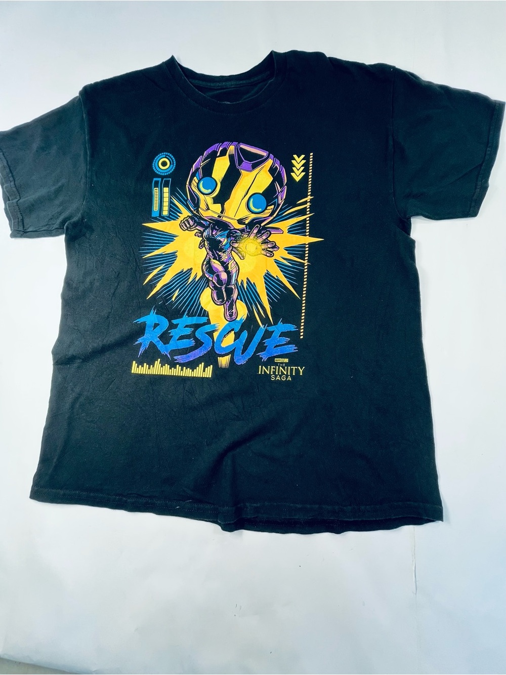 Marvel T-Shirt Men’s Size:L Black with Blue & Yellow & Purple Graphic Print